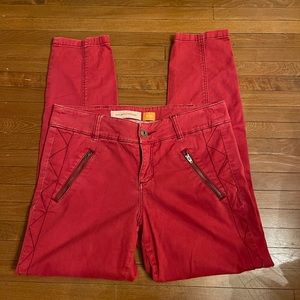 Red zipper jeans